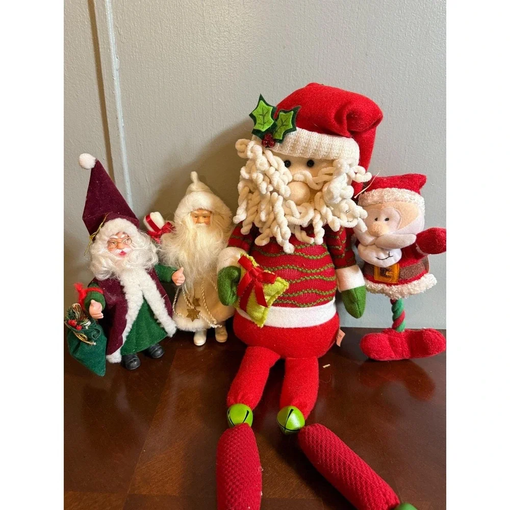 Vintage 1990s Santa Claus Plush Christmas‎ Decor LOT of 3